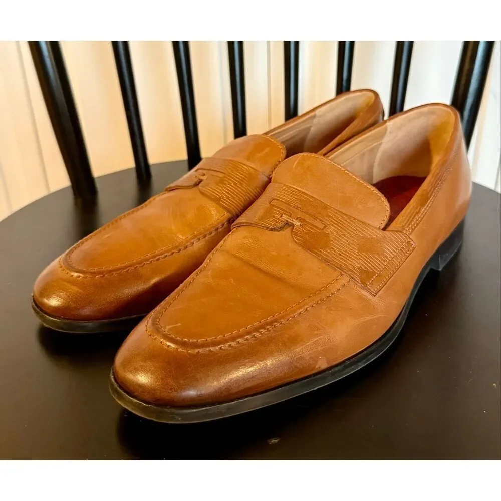 Ted Baker Addlerc debossed leather saddle loafers size 9